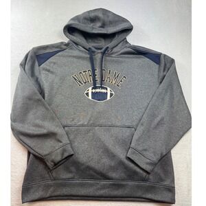 Campus Drive Notre Dame Football Hoodie Mens XXL Gray Performance Sweatshirt